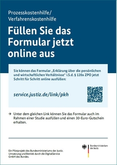 Prozesskostenhilfe online beantragen